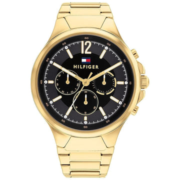 Γυναικείο ρολόι Tommy Hilfiger Siena 1782599 με χρυσό ατσάλινο μπρασελέ και μαύρο καντράν διαμέτρου 40mm με ζιργκόν.